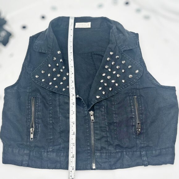 Love Tree Womens Sleeveless Vest, Black Denim Studded Zipper Vest Size Large - Picture 13 of 17